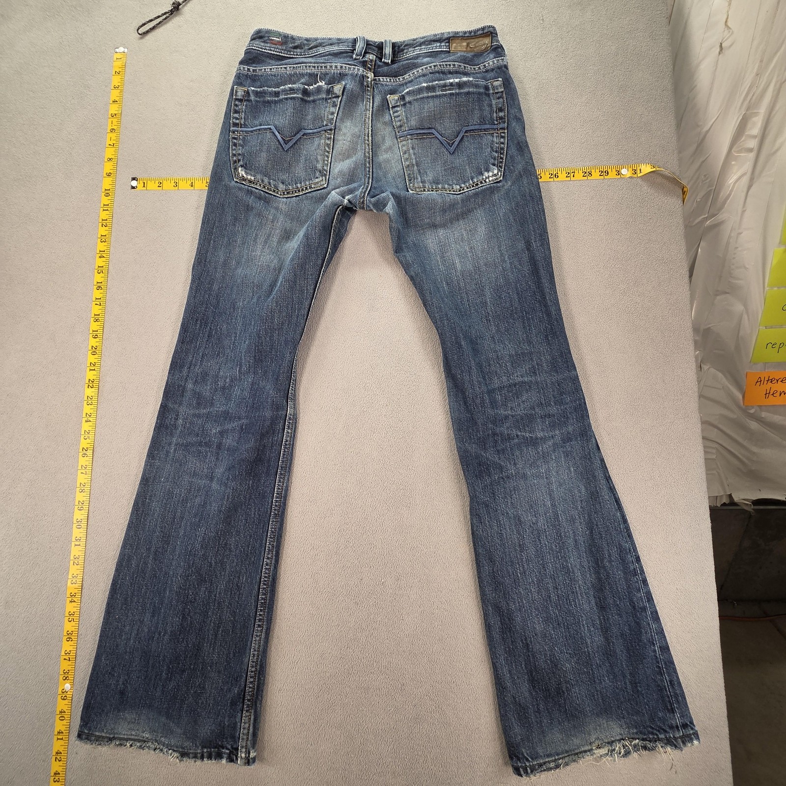 Diesel Zathan Jeans Mens 30x32 Blue Bootcut Made Italy 0071S