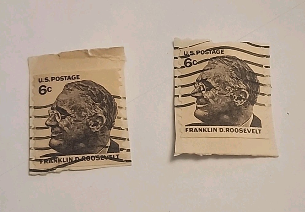 2 Vintage 6 Cent Franklin D. Roosevelt Postage Stamp USED 1966 1967