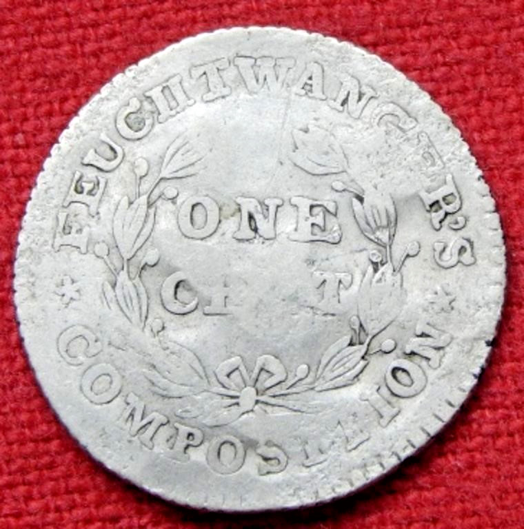 1837 NY 1 Cent HT-268, Feuchtwanger's ~ Free USA Shipping