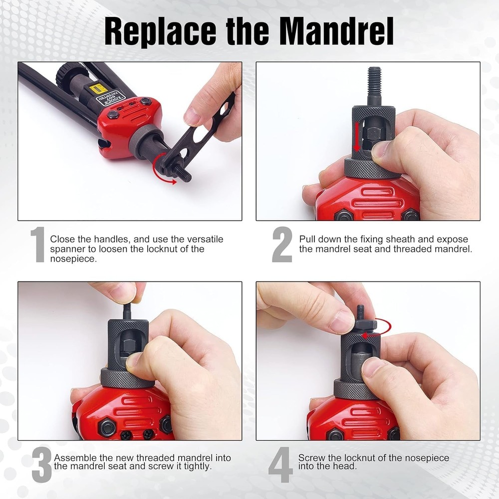 M8 Mandrel and 10 Rivet Nuts - Precision Tool Set for Easy Replacement