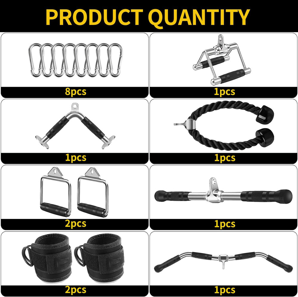 Cable Machine Attachment, LAT Pulldown Attachments, Home Gym Accessories, Tricep