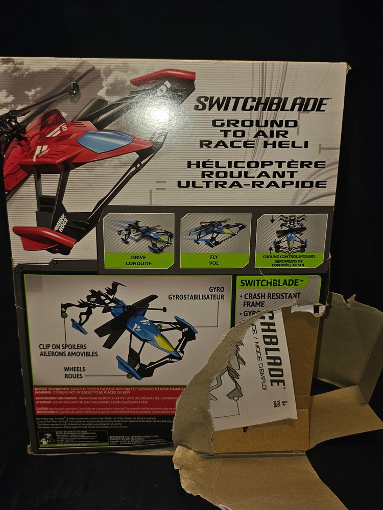 AIR HOGS SWITCHBLADE Blue RC GROUND & RACE HELI SPIN MASTER NO remote controller