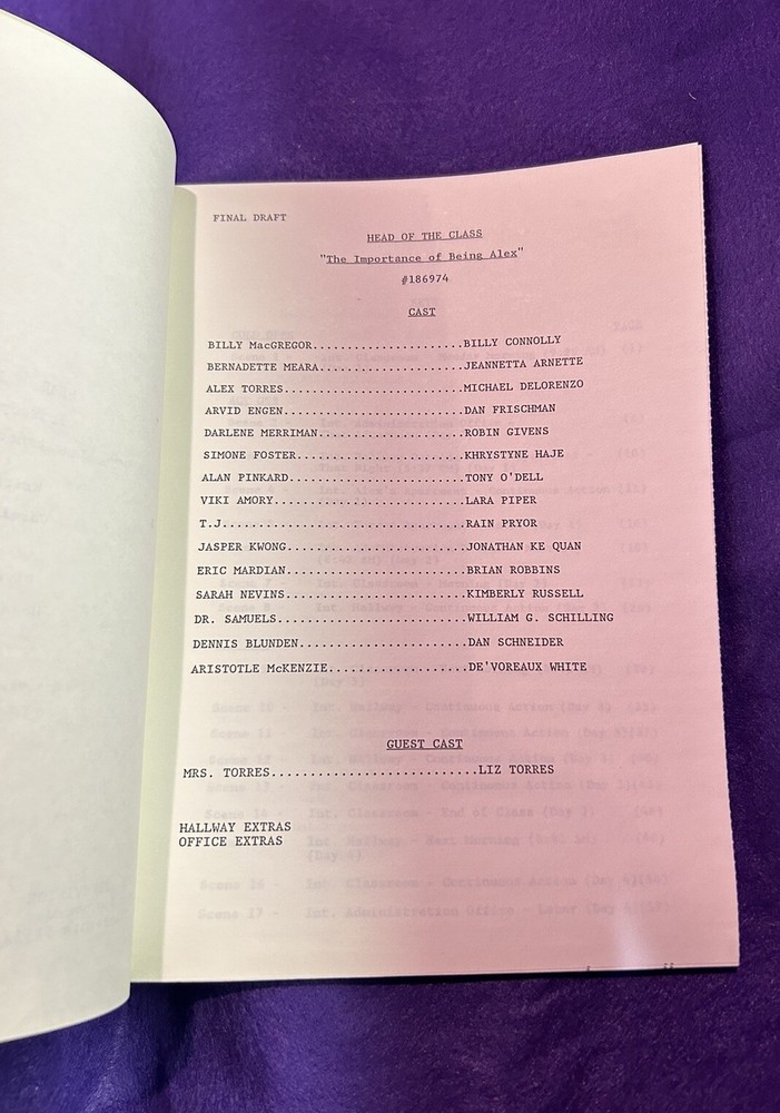 HEAD OF THE CLASS Vintage 1990 TV Script - Final Draft
