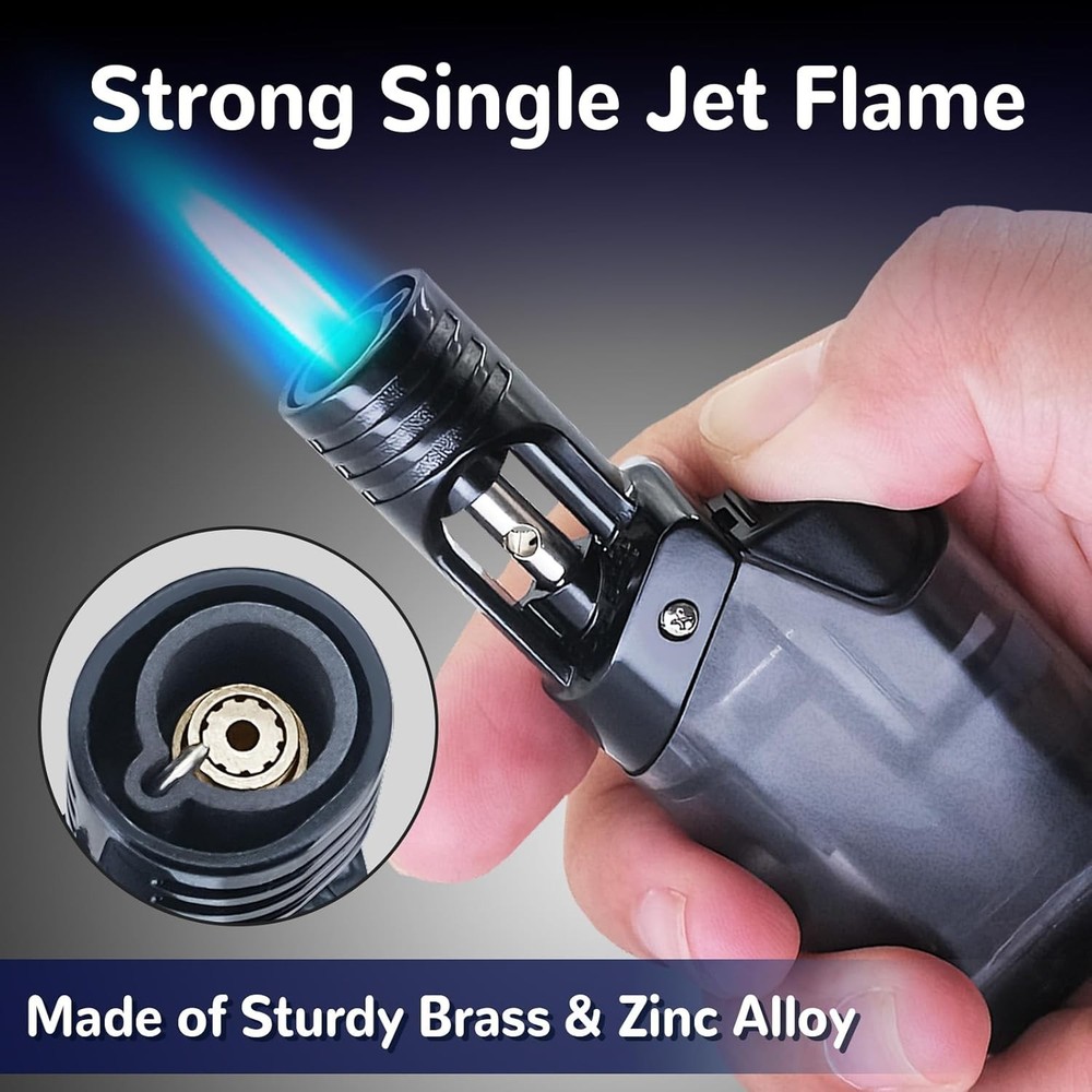 Torch Lighter, 2 Pack Blue Flame Jet Lighter, Adjustable Flame Windproof Lighter