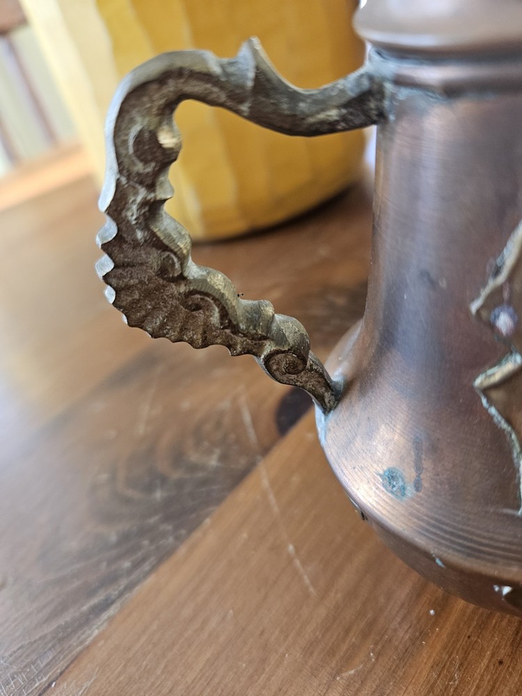 Small Antique Copper And Brass Middle Eastern Dallah