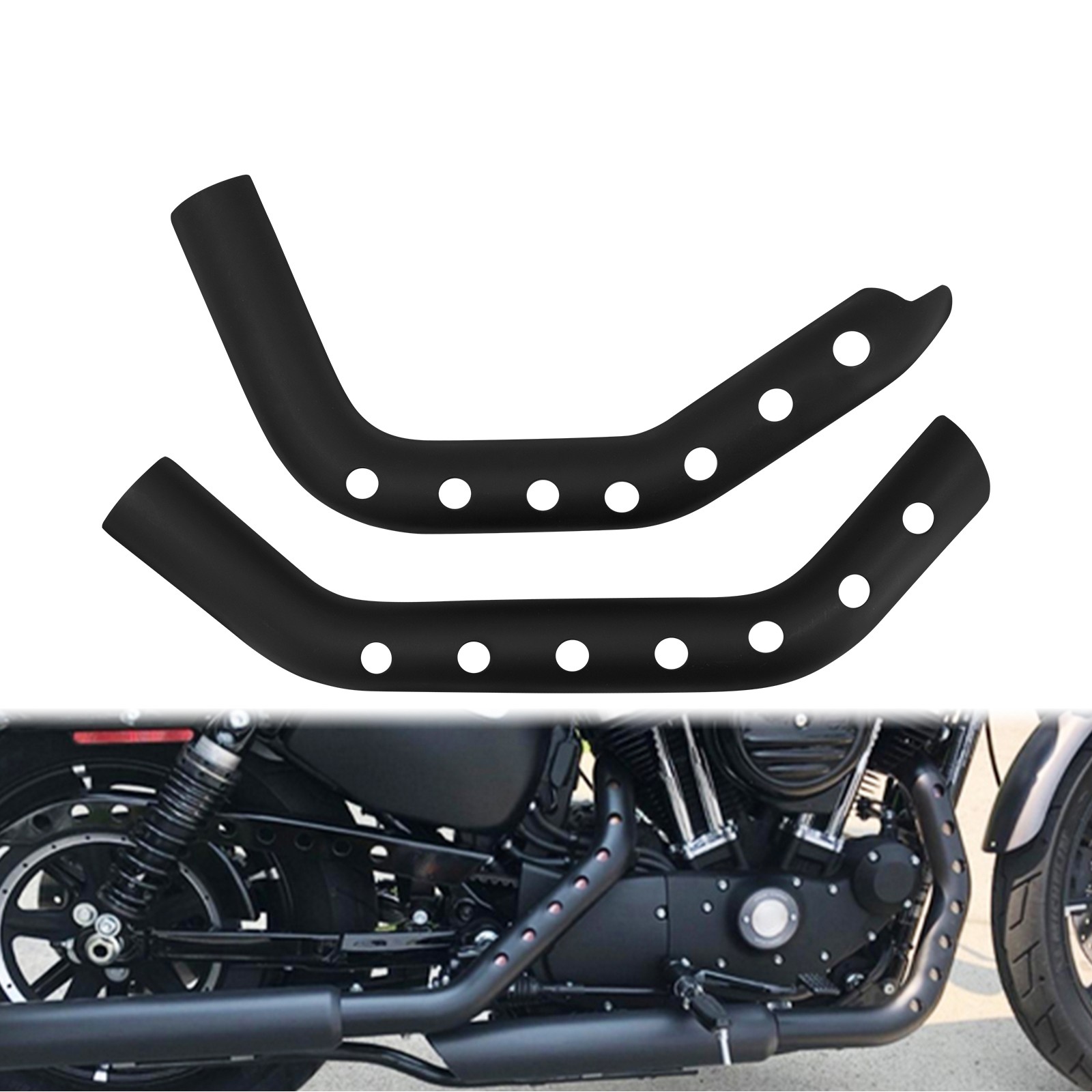 Exhaust Header Cover Pipe Heat Shields Black For Harley Sportster XL883 2004-up