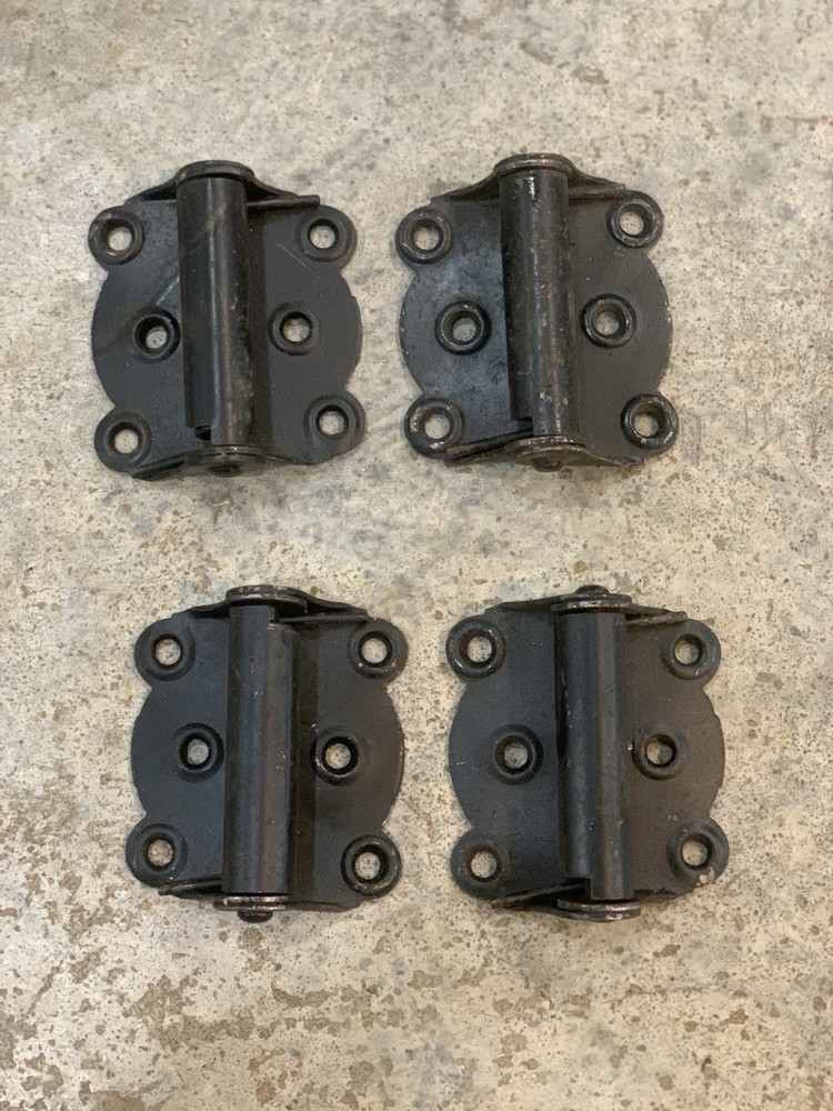 4 Vintage Screen Door Hinges Spring Loaded Black