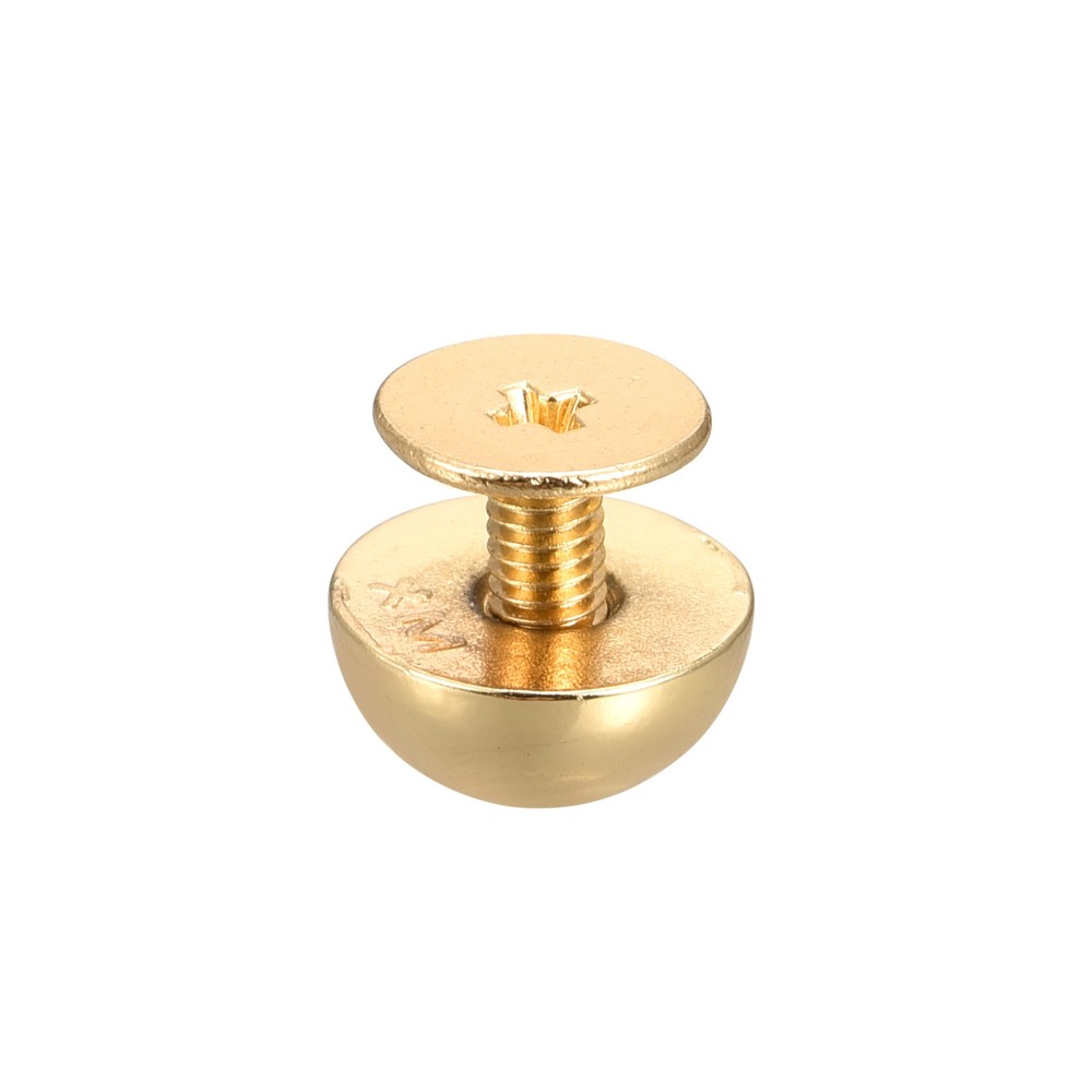 10x6mm Back Screw Rivets Solid Round Head Leather Studs Gold 8 Sets