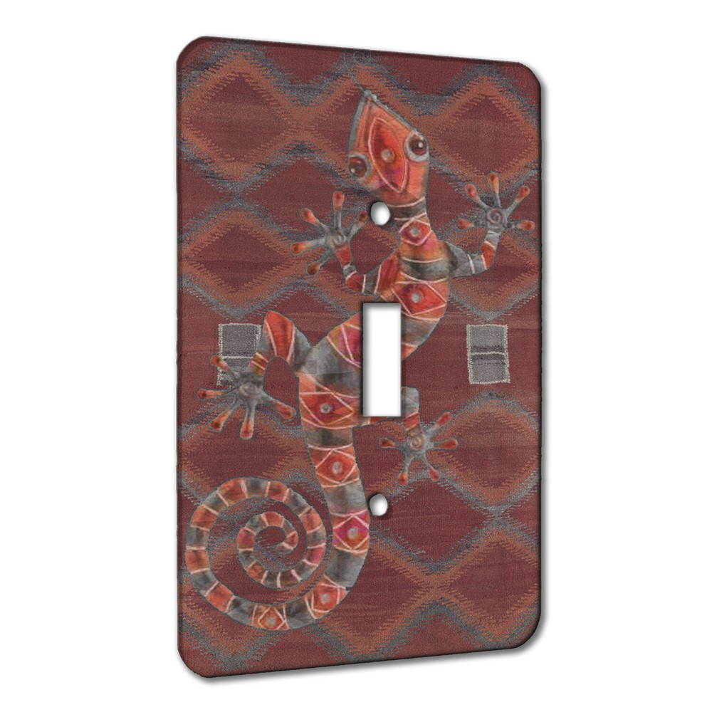 Elements of Space Gecko Pattern Rust Metal Wall Plate Switch AC Decora
