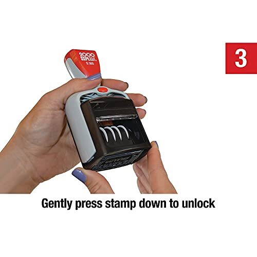 Self-Inking Date and 4 Phrase Stamp Blue/Red