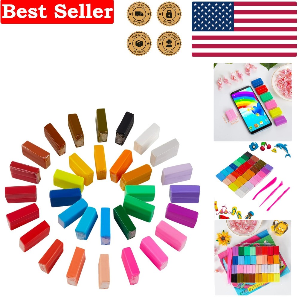 Reusable & Blendable Polymer Clay Set - 32 Colors for Endless Creativity