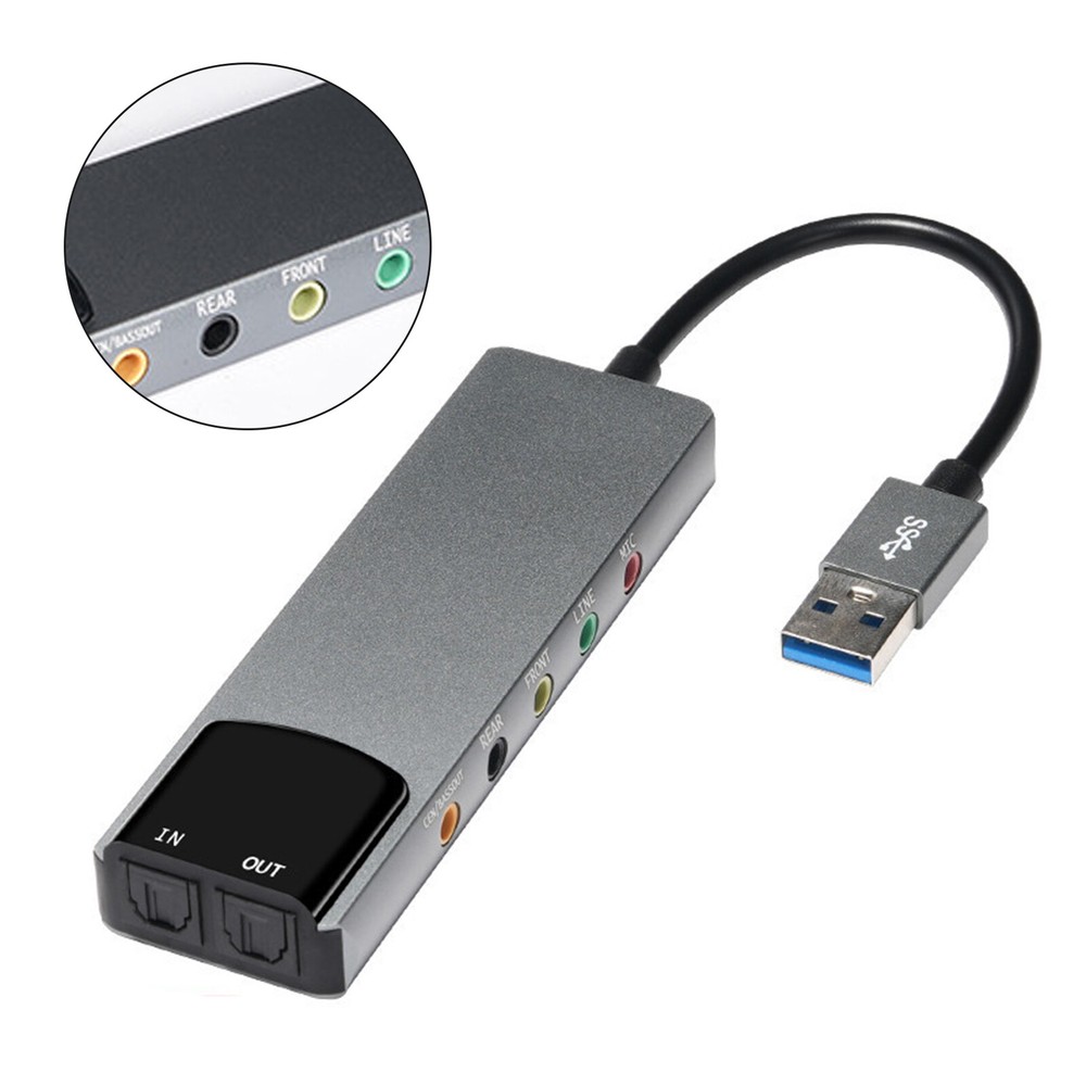 New Aluminum AlloyUSB Optical Fiber SPDIF Card Computer External Multi-FunctionB