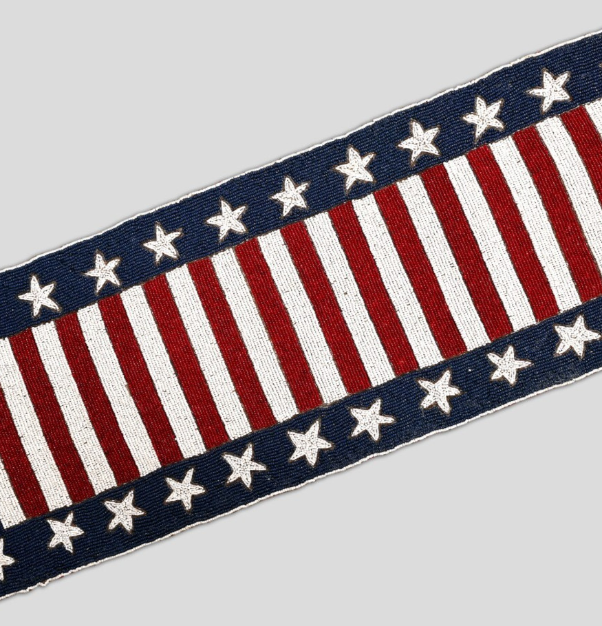 4th July Table Runner Flag Beaded Table Runner Independence Tableware 13X36In