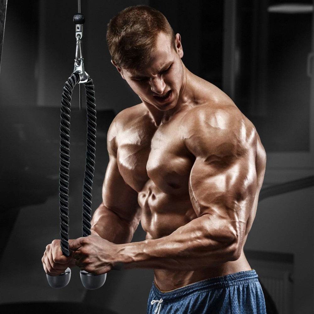 Long Tricep Pull Down Rope Exercise Tricep Rope 55 inch Pull Down Rope with L...