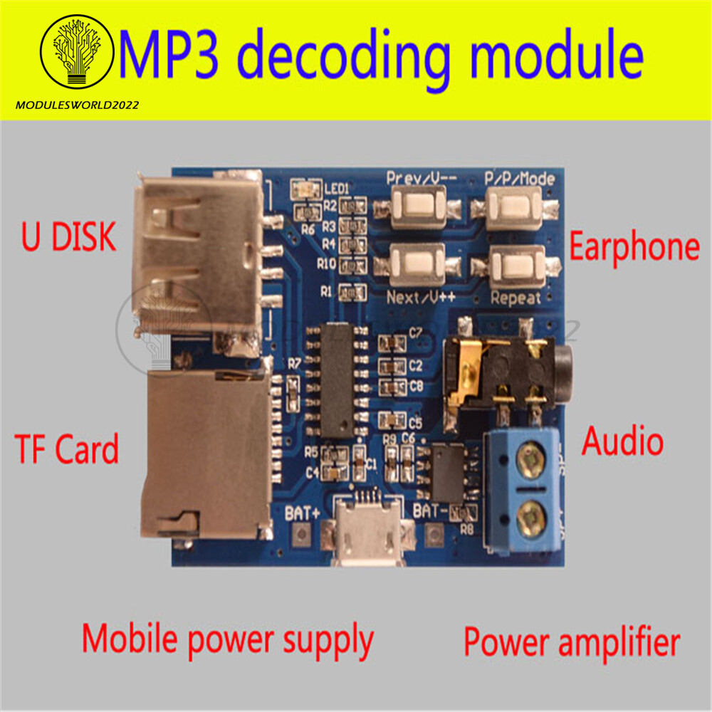 TF Card U-disk MP3 Format Decoder Board Amplifier Decoding Audio Player