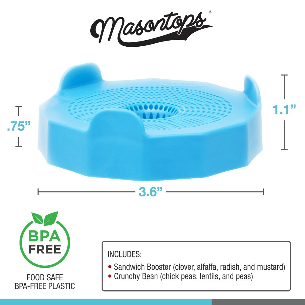Masontops Bean Screen Sprouting Seed Bundle - 2 Wide Lids & 2 Sprouting Mixes