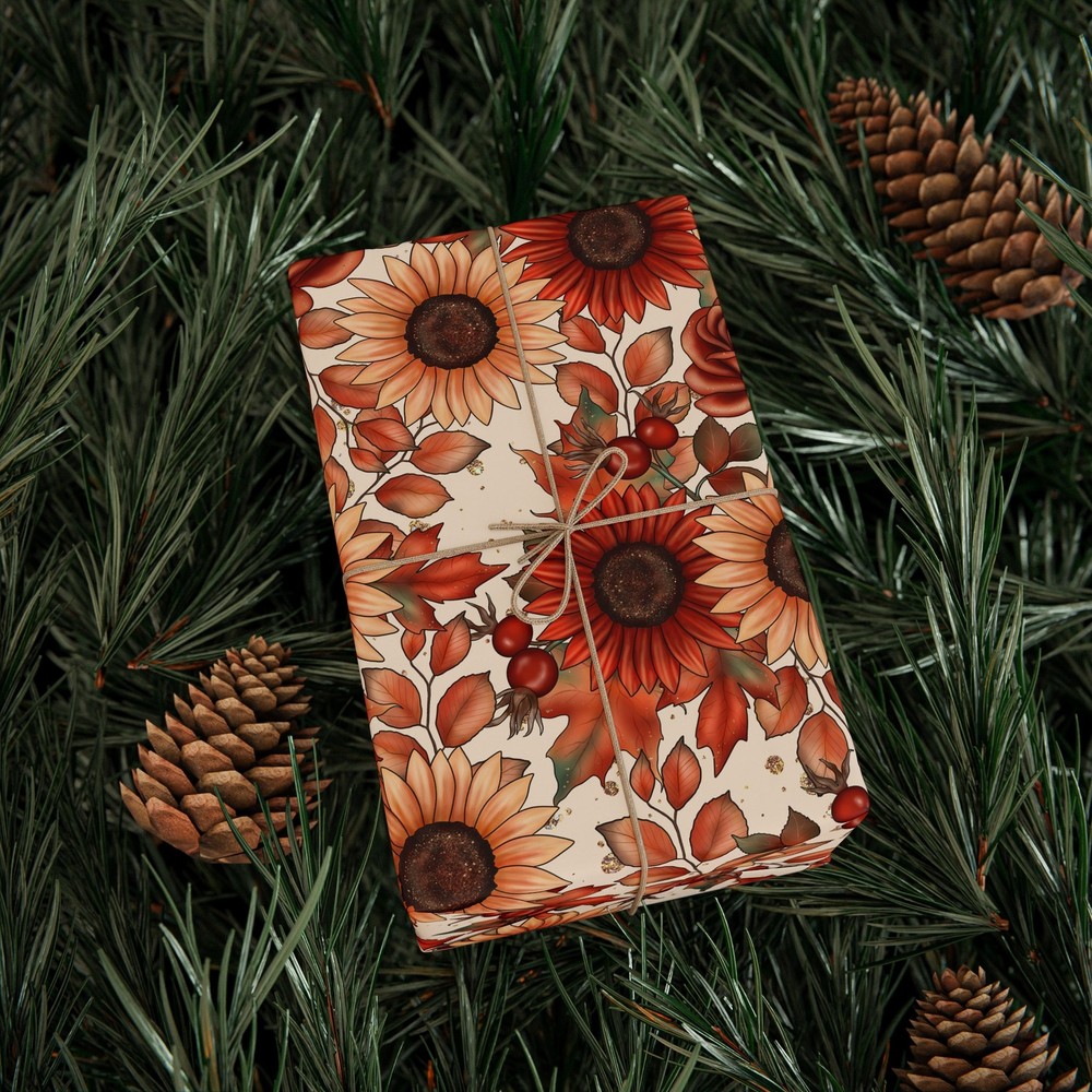 Autumn Fall Flowers Wrapping Papers