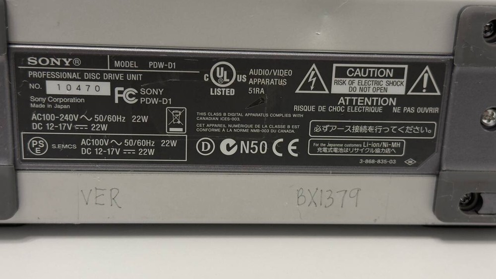 SONY Professional Disk Drive Unit PDW-D1