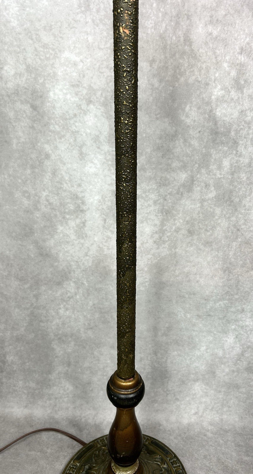 Antique Art Deco Floor Lamp Bridge Arm Unique Painted Wood Column Cast Iron 5 Ft