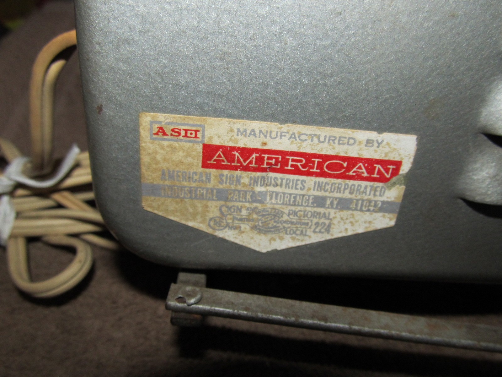 Vintage American Sign Lighted Cash Register Advertising Sign, Blank, Works