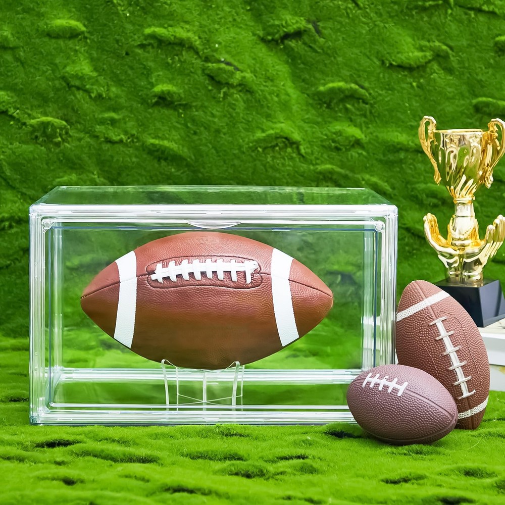 Thyle 4 Pack Football Display Case Full Size Clear Acrylic Stackable