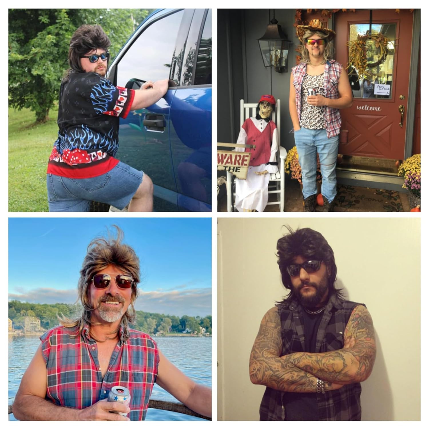 Mullet Wig for Men Joe Dirt Emo Wig 80s 90s Costumes Fancy Party Accessory Co...