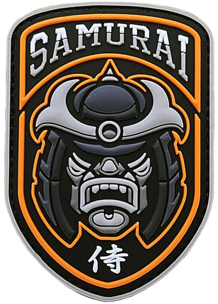 Samurai Head Logo Warrior 3D PVC RUBBER PATCH | 2PC HOOK BACKING 3"x2"