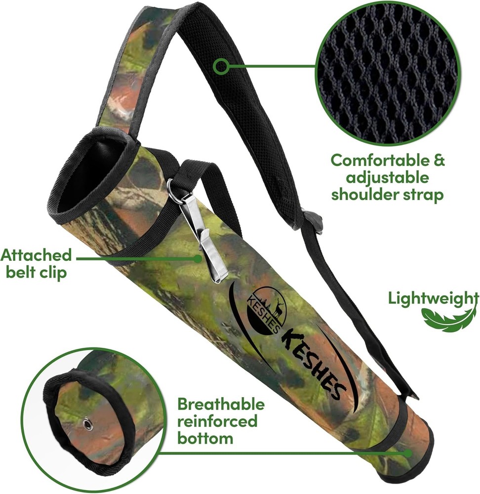 Durable Archery Quiver - Adjustable Shoulder Strap & Belt Clip for Versatile Use