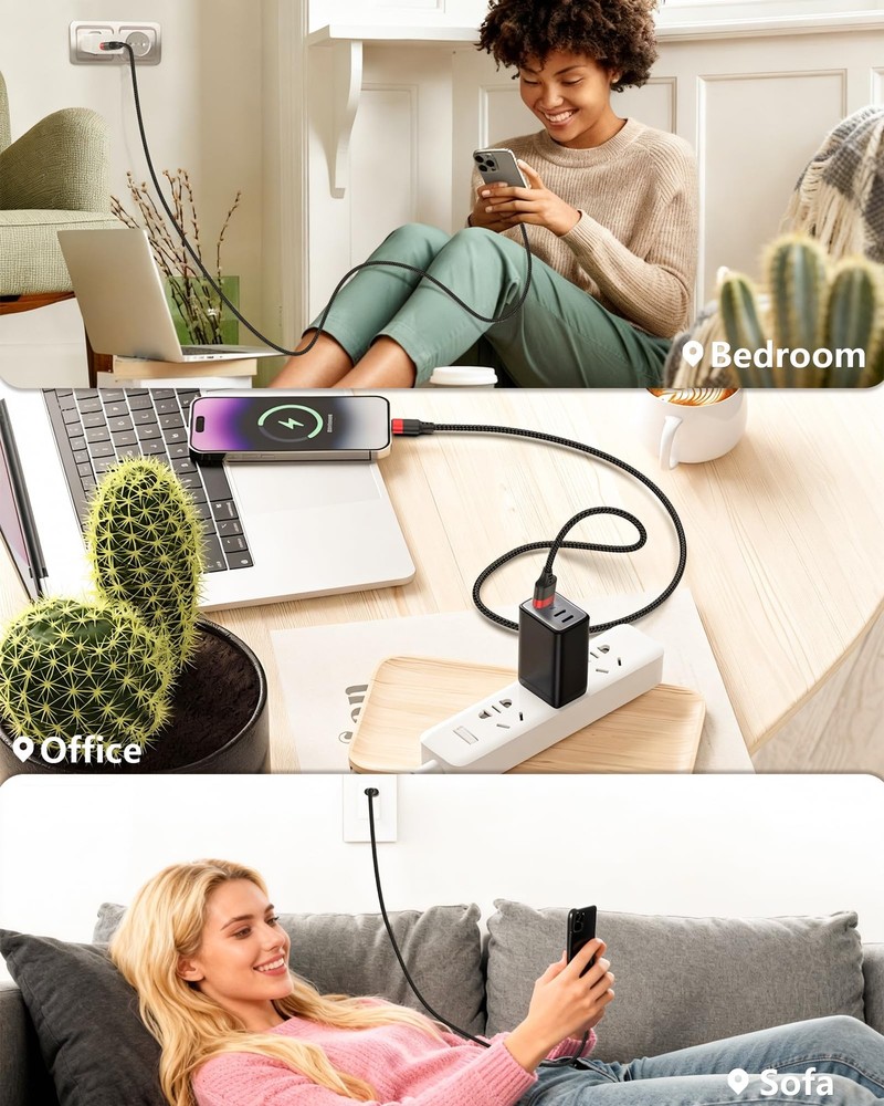 USB to C Cable 3ft, 2 Pack A USBC Cable, Braided Type 3 FT, Black