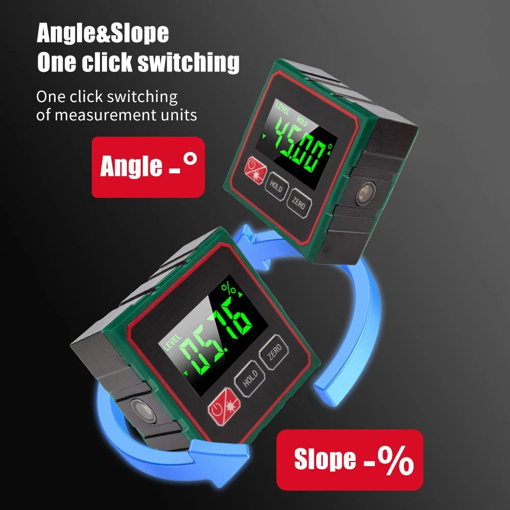 Digital Angle Finder Magnetic Protractor Laser Level Box Inclinometer Tool