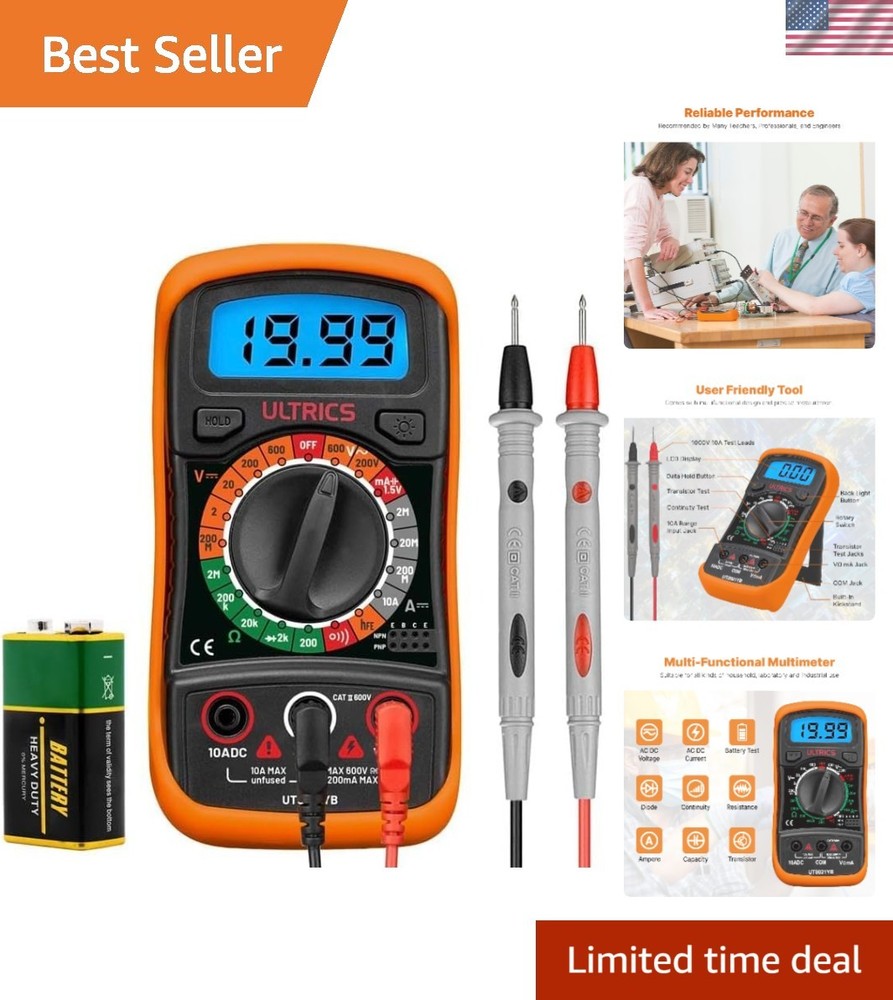 Versatile Digital Multimeter with Backlight LCD - Portable and Reliable Testing