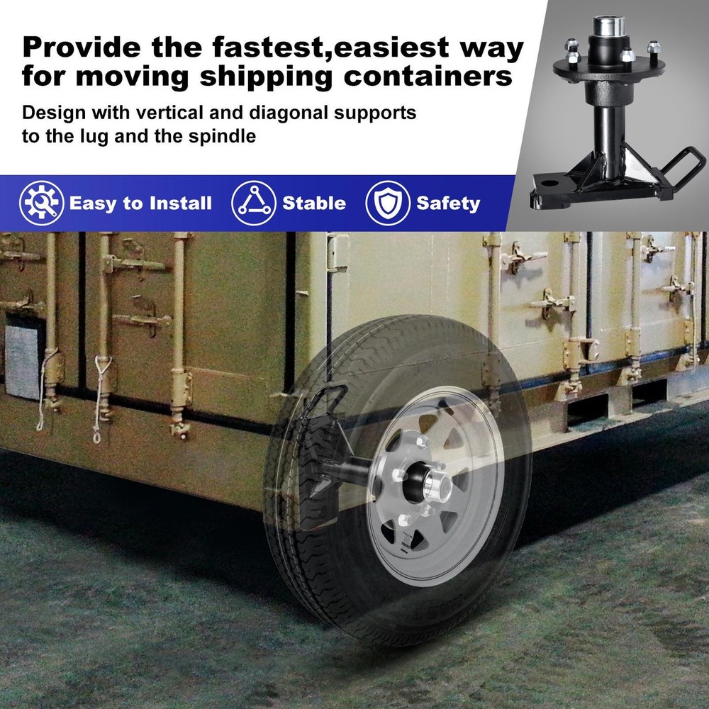 2 Pack Shipping Container Wheels 5.5-Lug Wheels Kit, Shipping Container Accessor