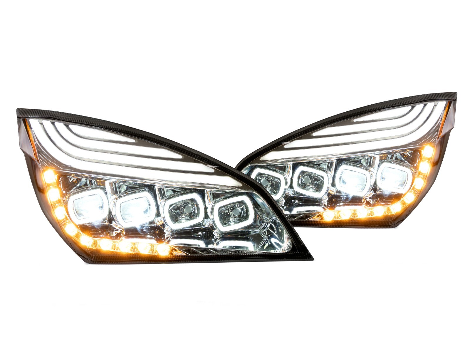 Freightliner Cascadia 2018+  Full LED Headlights  DOT Approved Chrome Pair