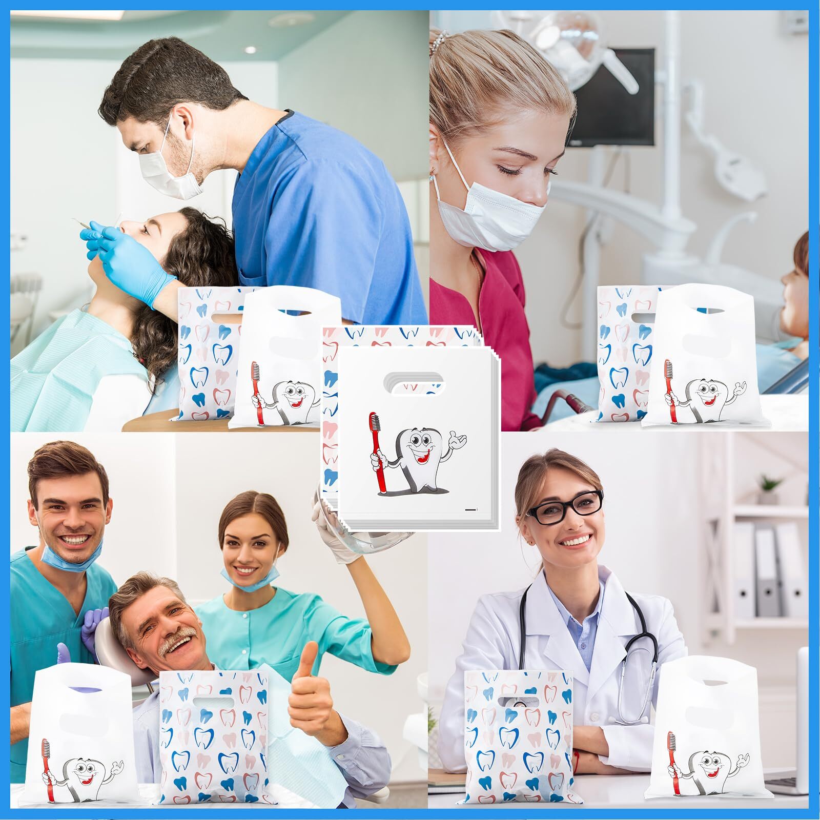 200 Pcs Dental Tooth Merchandise Goodie Bags for Dentist Patient Care Clinics