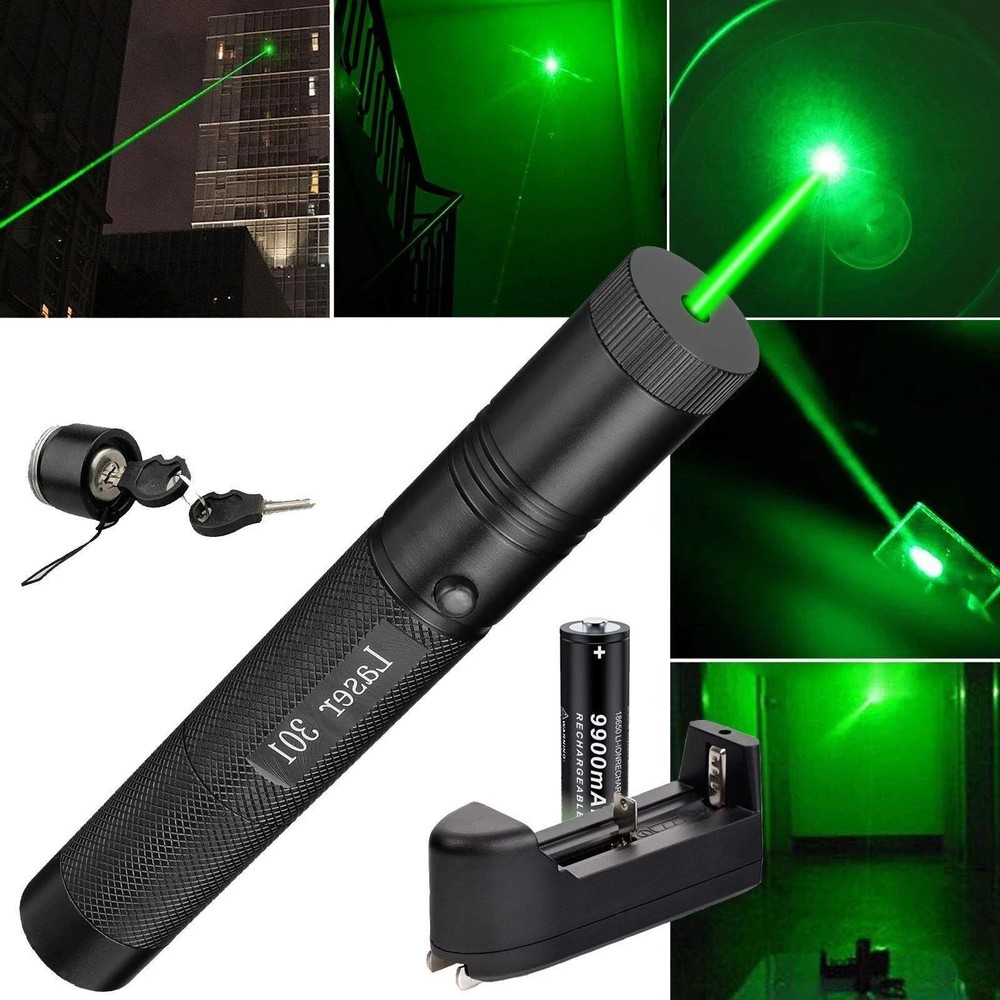 Rechargeable Green Light Laser Pointer Flashlight Cat Toy Adjustable Focus