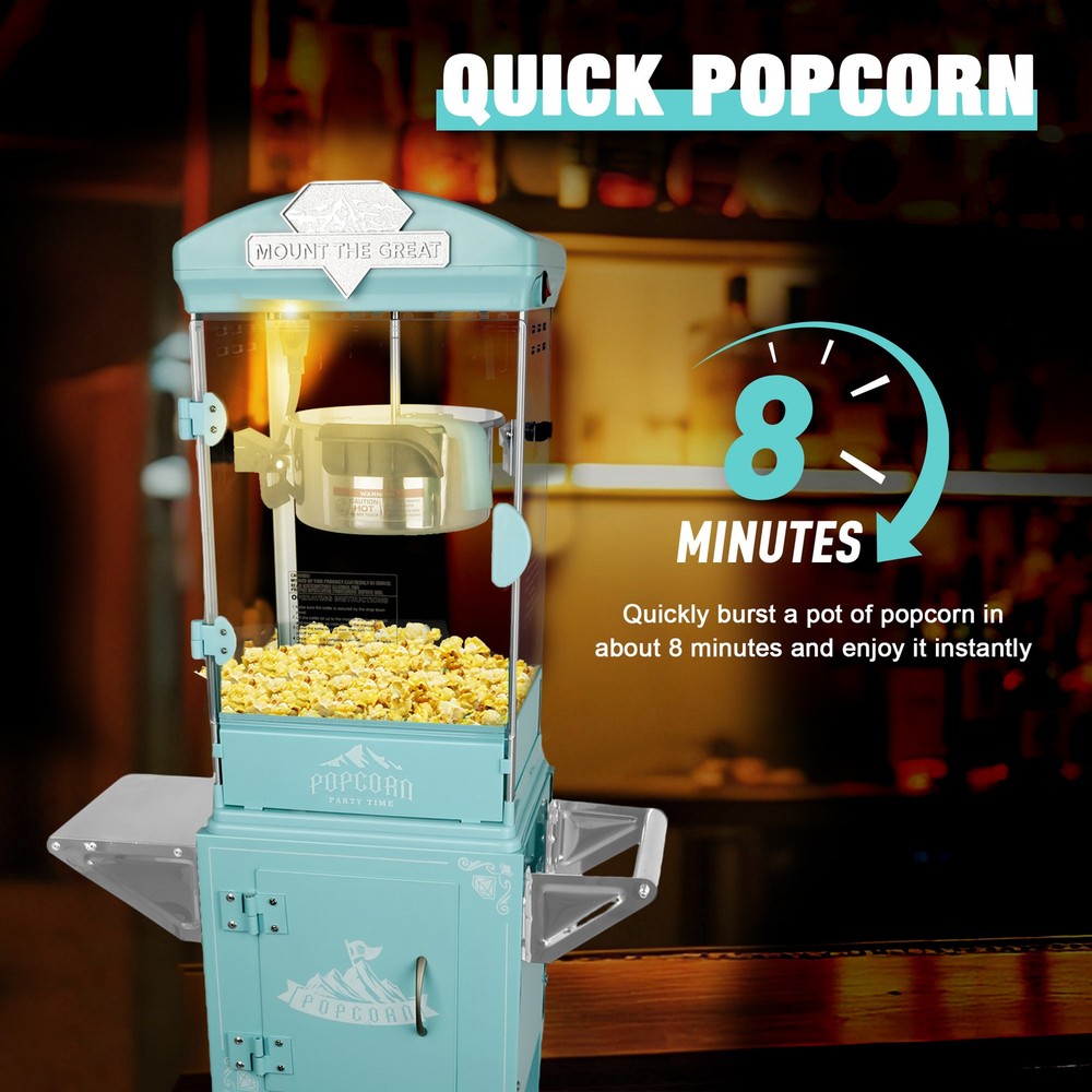 Popcorn Machine with Cart ,Wheels & 10 Oz Kettle Popcorn Maker Measuring