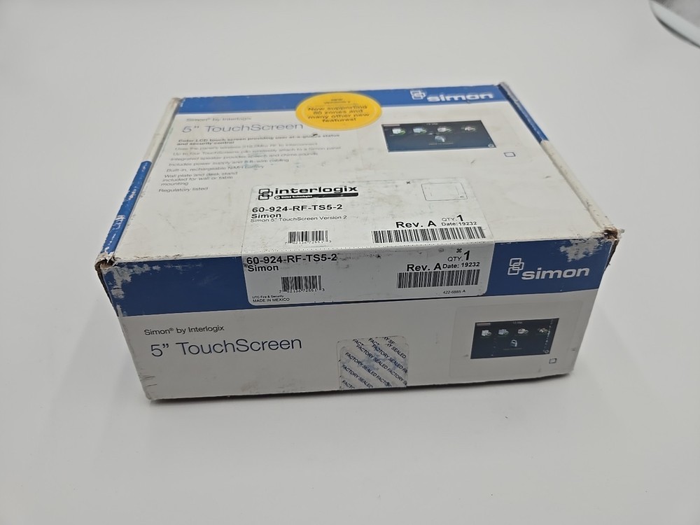 Interlogix 60-924-RF-TS5-2 Simon XT/XTi-5 Version 2 Wireless Talking Touchscreen
