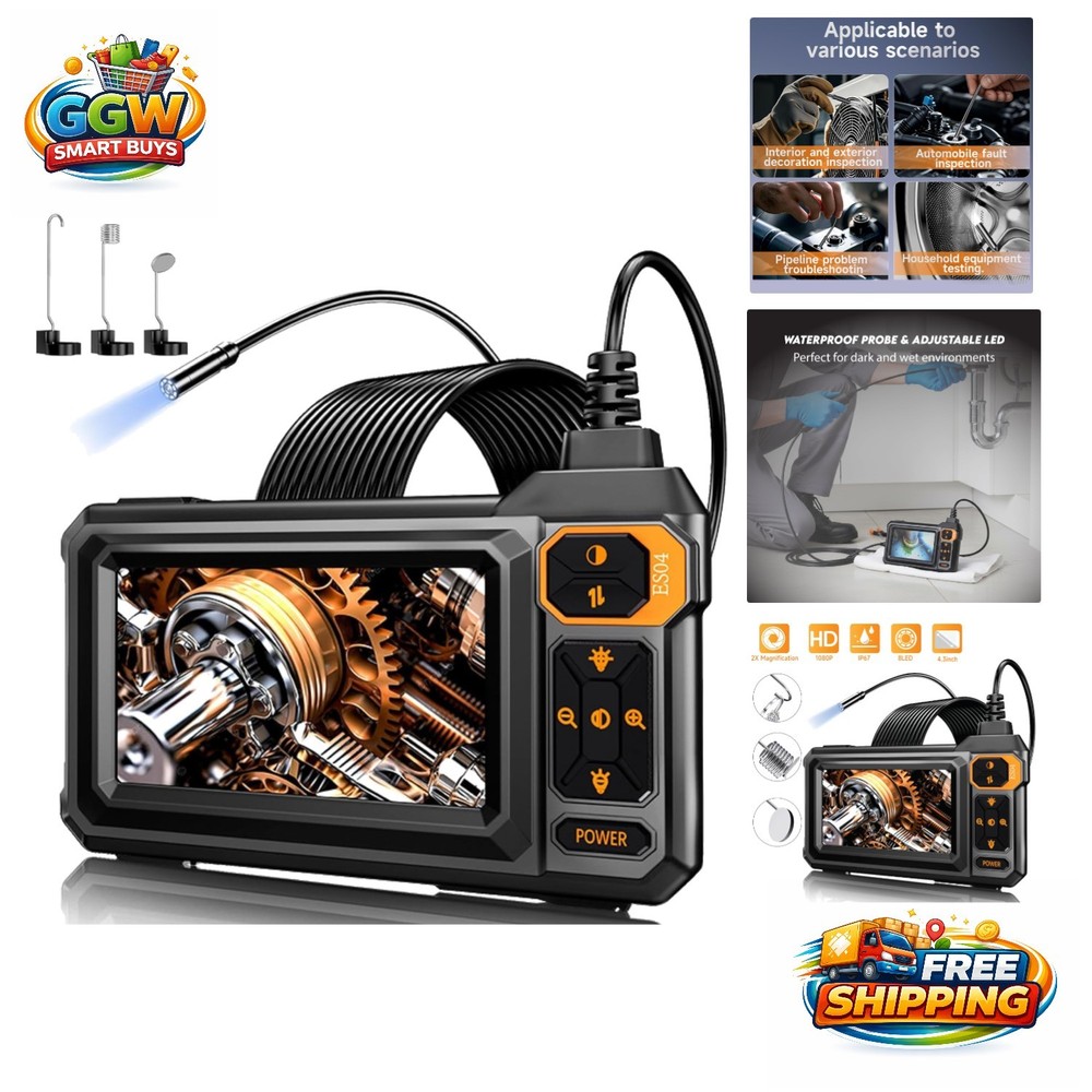180° Rotating Endoscope with 16.5 FT Cable & 4.3" Display for Precise Inspection