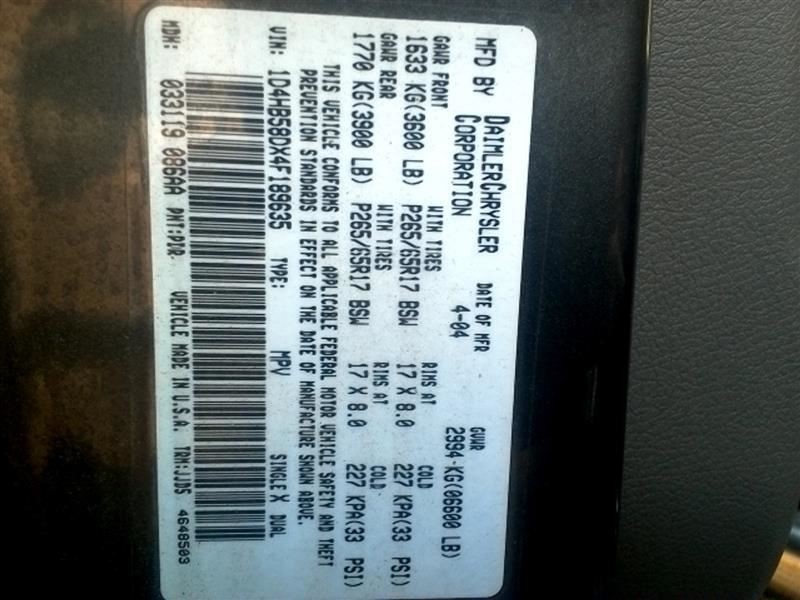 Front Control 4WD Fits 04 Durango 151966