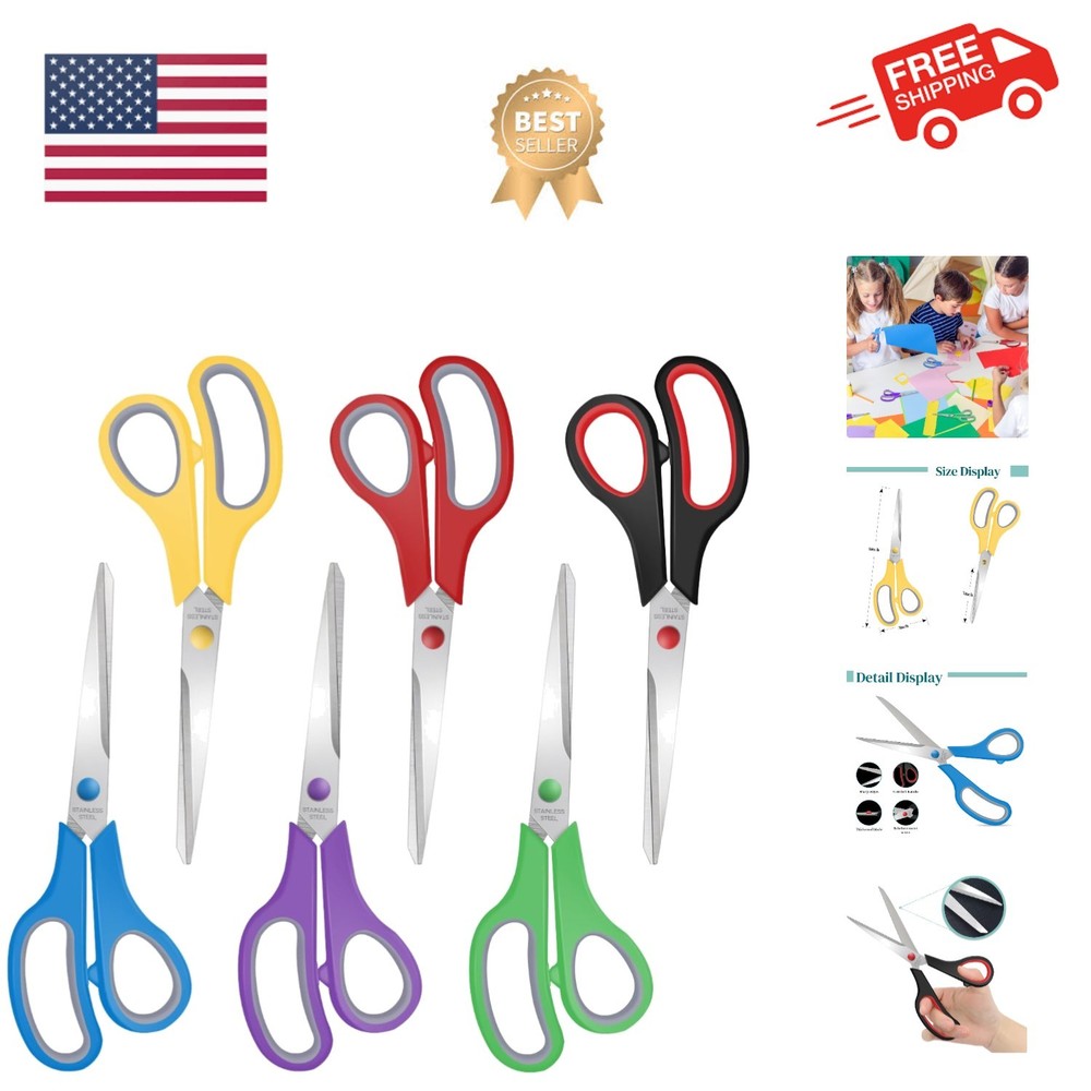 6 Packs Sewing Craft Scissors Bulk,8" Multipurpose Heavy Duty Sharp Scissors,...