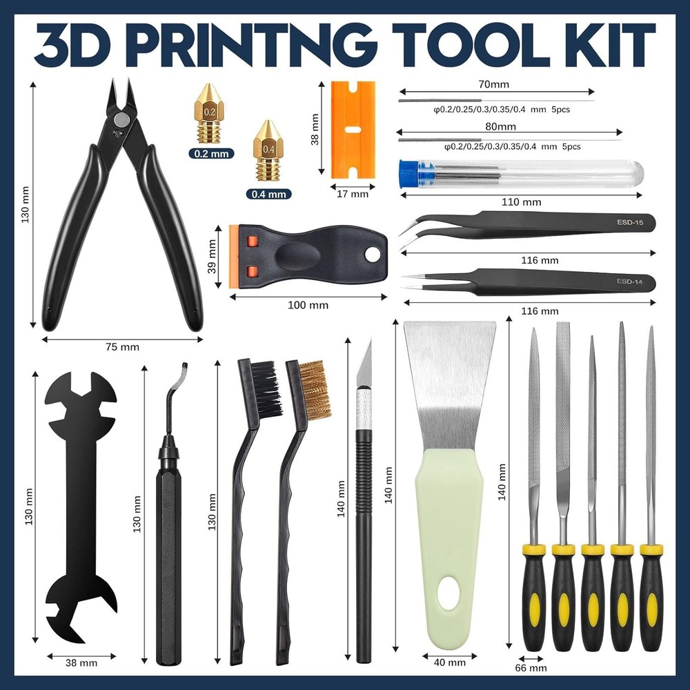 3D Printer Tools Kit, 46Pcs 3D Printer Accessories & Cleaning Kit for All FDM/SL
