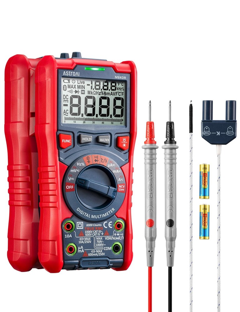 AstroAI Digital Multimeter, TRMS 6000 Counts Auto-Ranging Voltage 6000, Red