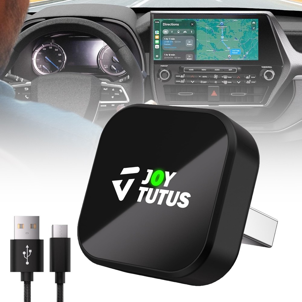 2-IN-1 Wireless CarPlay Auto Adapter USB Plug ＆ Play For Apple iPhone Android