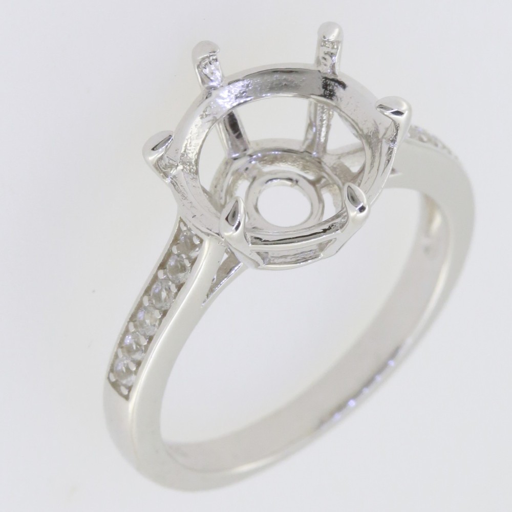 Sterling Silver Semi Mount Ring Setting Round RD 11x11mm