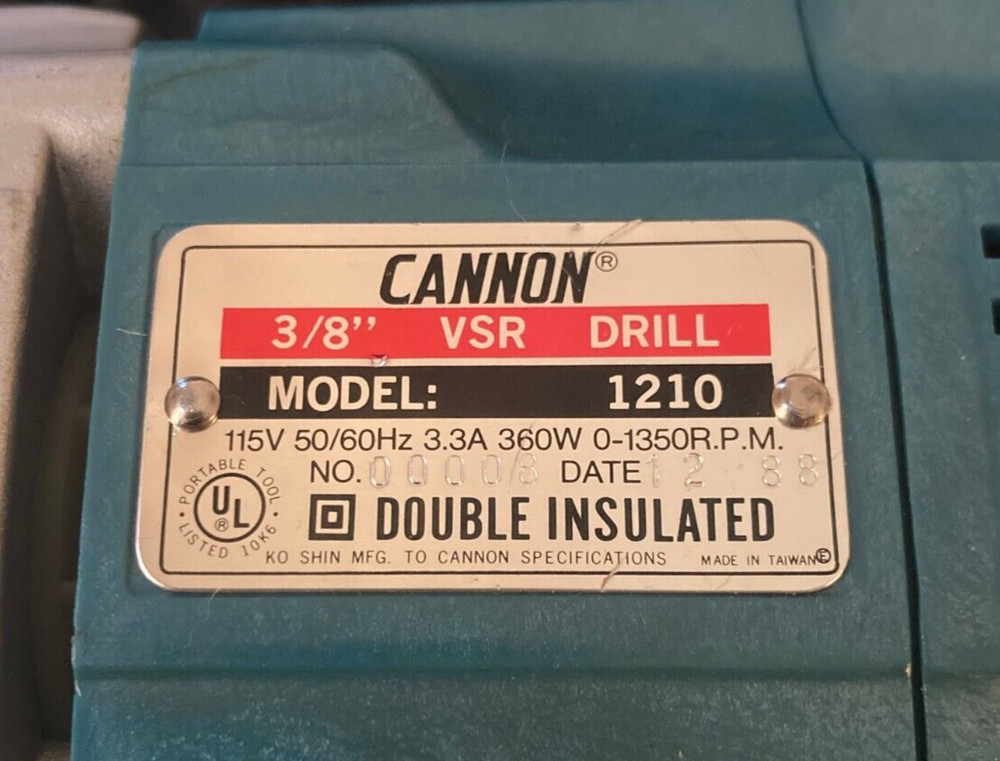 CANNON 3/8" VSR Drill....Model 1210.......NICE Condition!