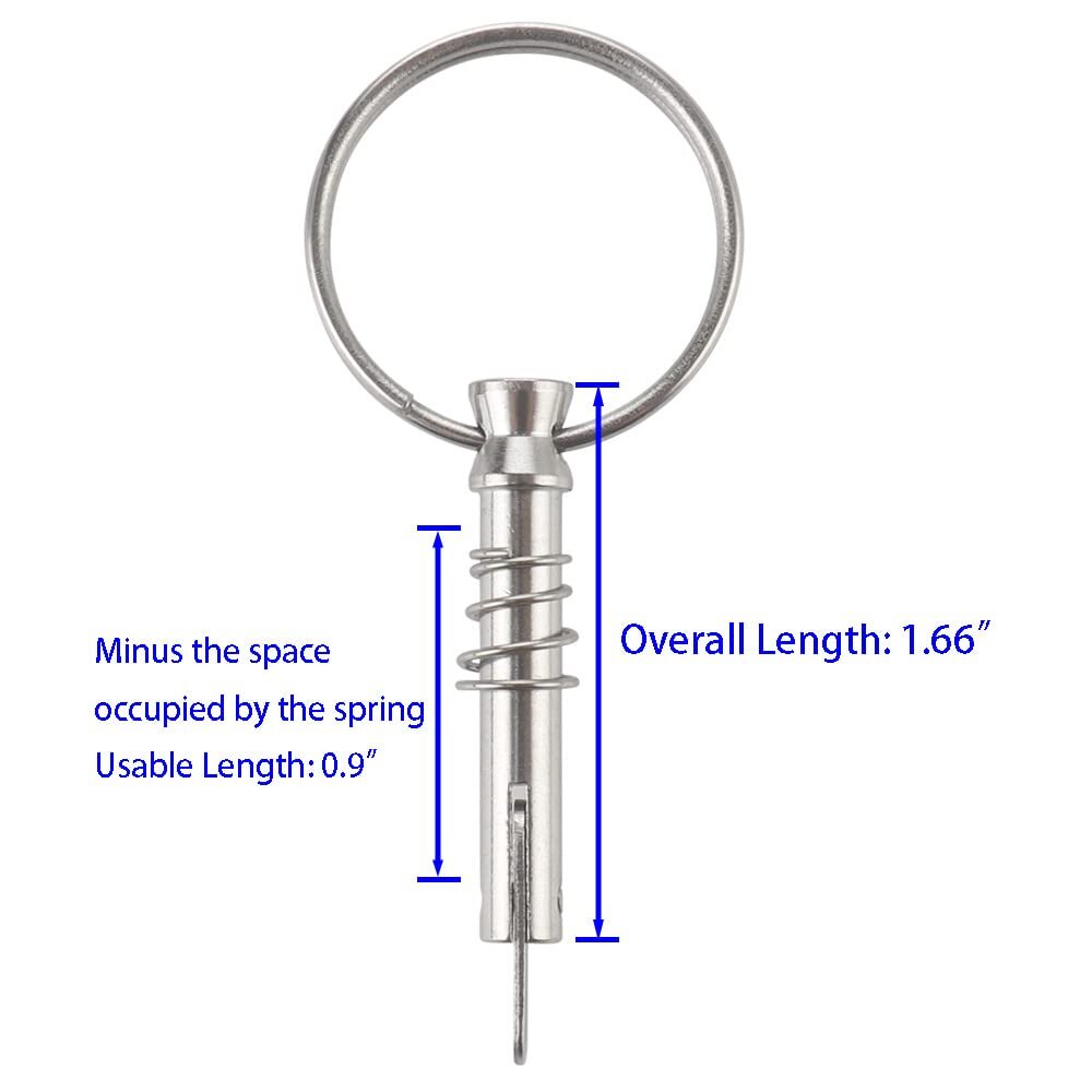 4 Pack Quick Release Pin 1/4" Diameter w/ Drop Cam & Spring Usable Length 0.9...
