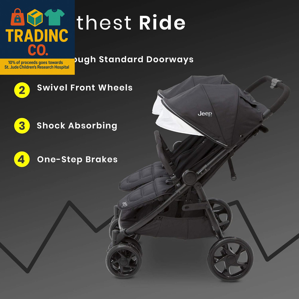 Jeep Destination Ultralight Side X Side Double Stroller, Midnight