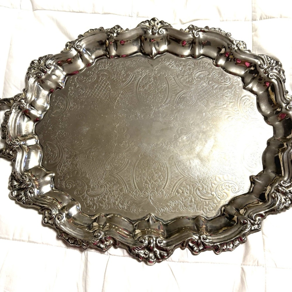 Two Silver Plated Large/medium Serving Trays
