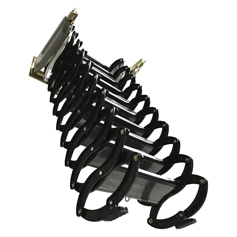9.8ft Attic Loft Pull Down Ladder 12Step Wall Mounted Folding Loft Ladder Stairs