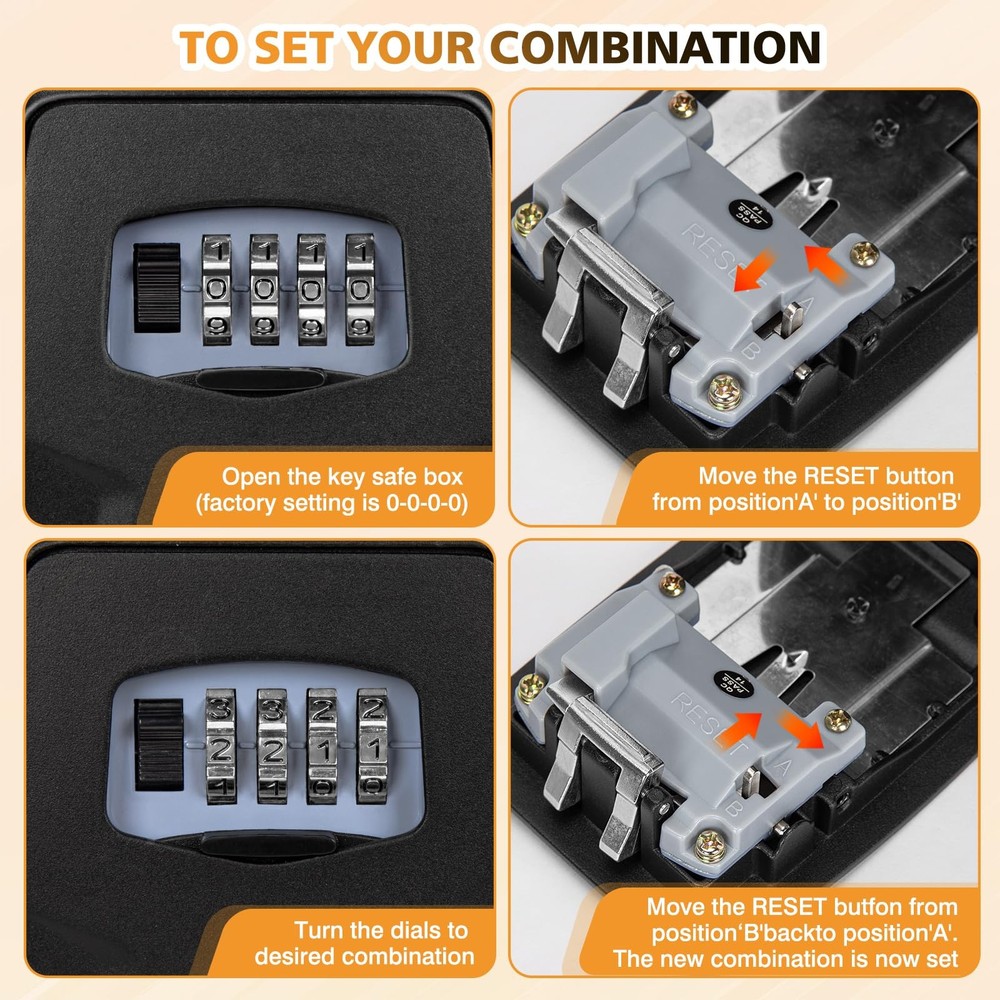 Key Lock Box, Lock Box for Keys with Code, Wall Mount Key Lockbox with Remova...